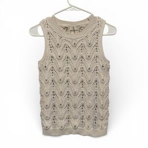 NWT Industry Women's Beige Knit Vest w/ Rhinestone Detailing Size XS